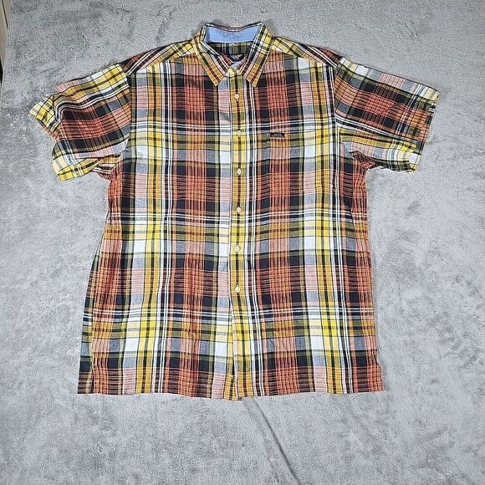 Chaps Ralph Lauren Shirt Mens Large Tartan Plaid Short Sleeve‎ Button Up Casual